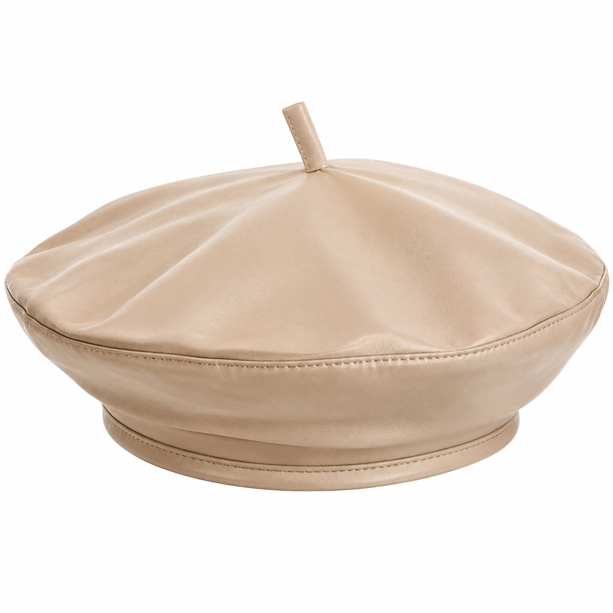 Berretto Basco in Similpelle Beige