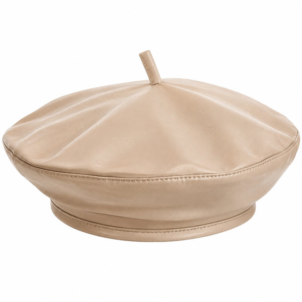 Berretto Basco in Similpelle Beige