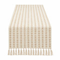Runner da Tavolo Beige a Strisce con Frange 180x33 cm