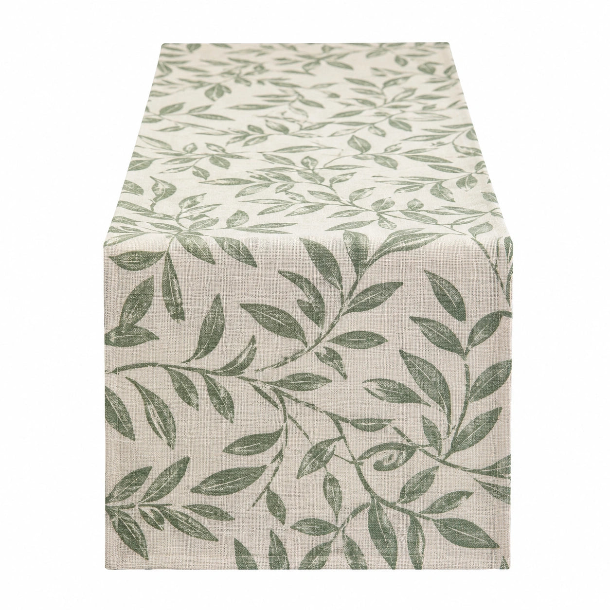 Runner da Tavolo con Stampa di Foglie Verdi 140x40 cm