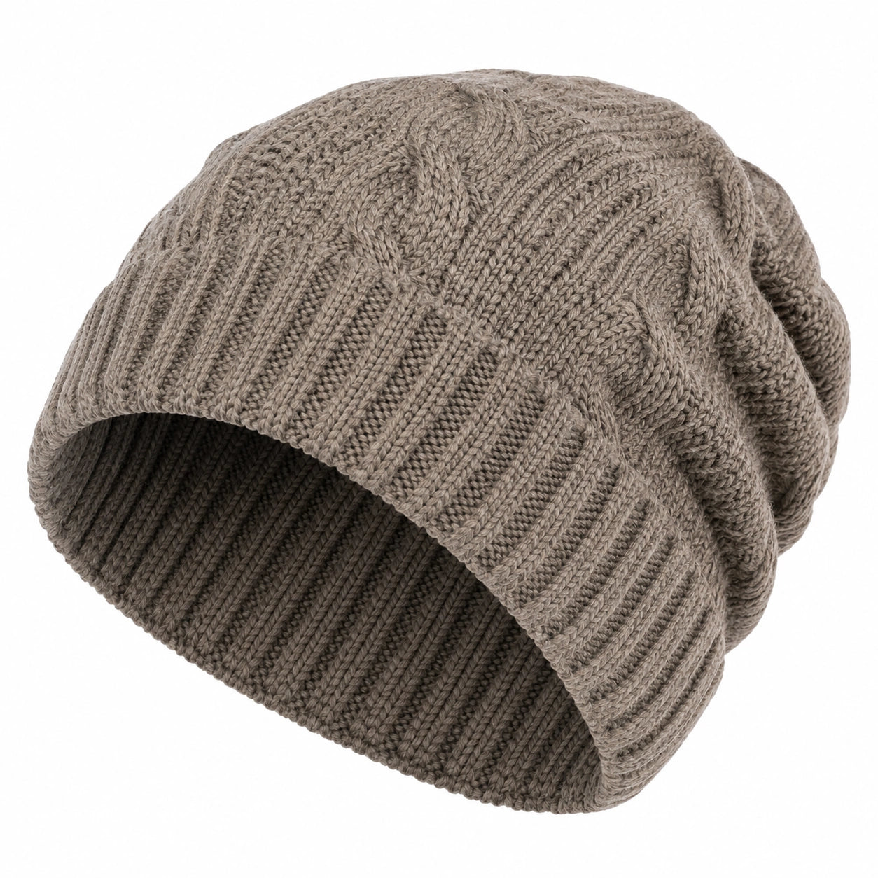 Berretto Invernale Unisex in Maglia a Trecce Colore Tortora