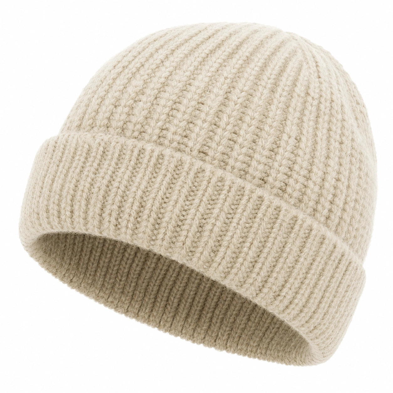 Berretto in Maglia Beige con Design a Coste