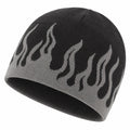Berretto Nero e Grigio con Motivo Fiamme