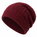 Cappello Beanie a Maglia Intrecciata Bordeaux