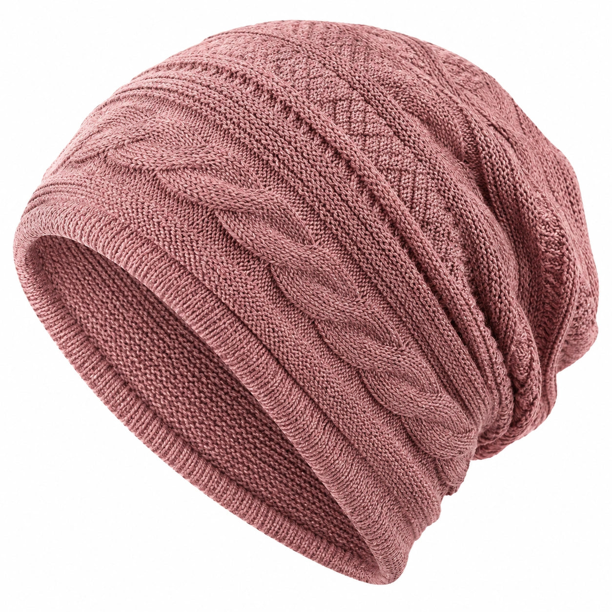 Berretto Spesso Unisex Rosa con Dettagli a Treccia