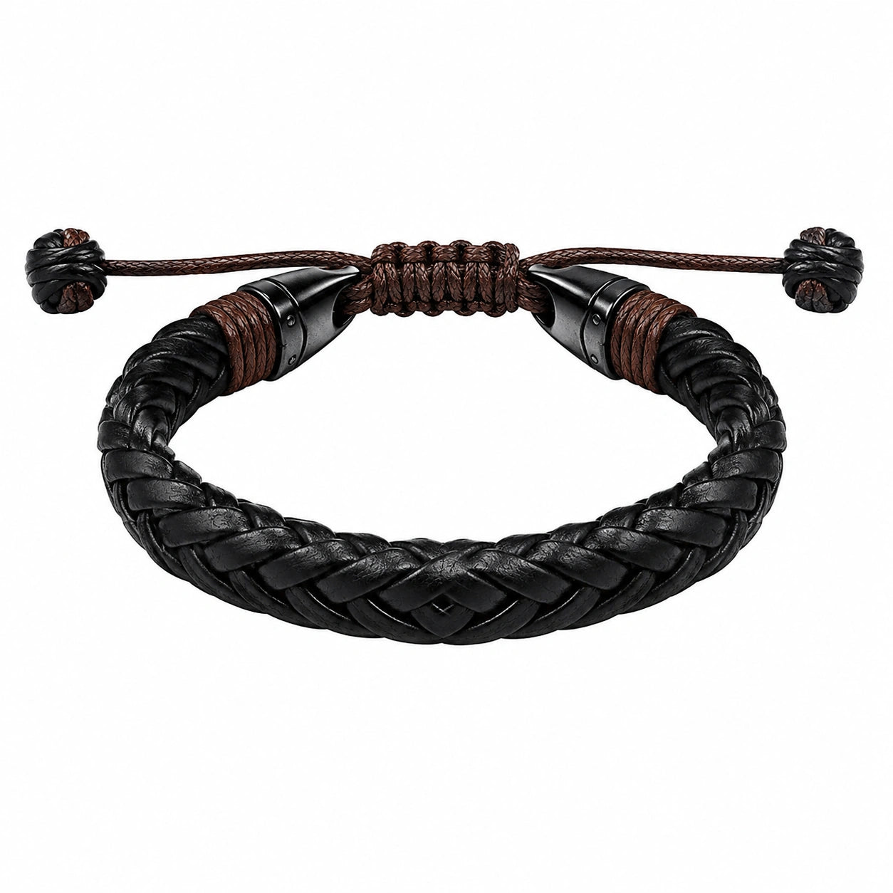 Bracciale Intrecciato Regolabile Nero e Marrone