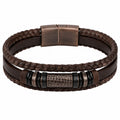 Bracciale Multistrato in Pelle Marrone con Fibbia Magnetica