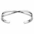 Bracciale Aperto Incrociato in Argento Martellato