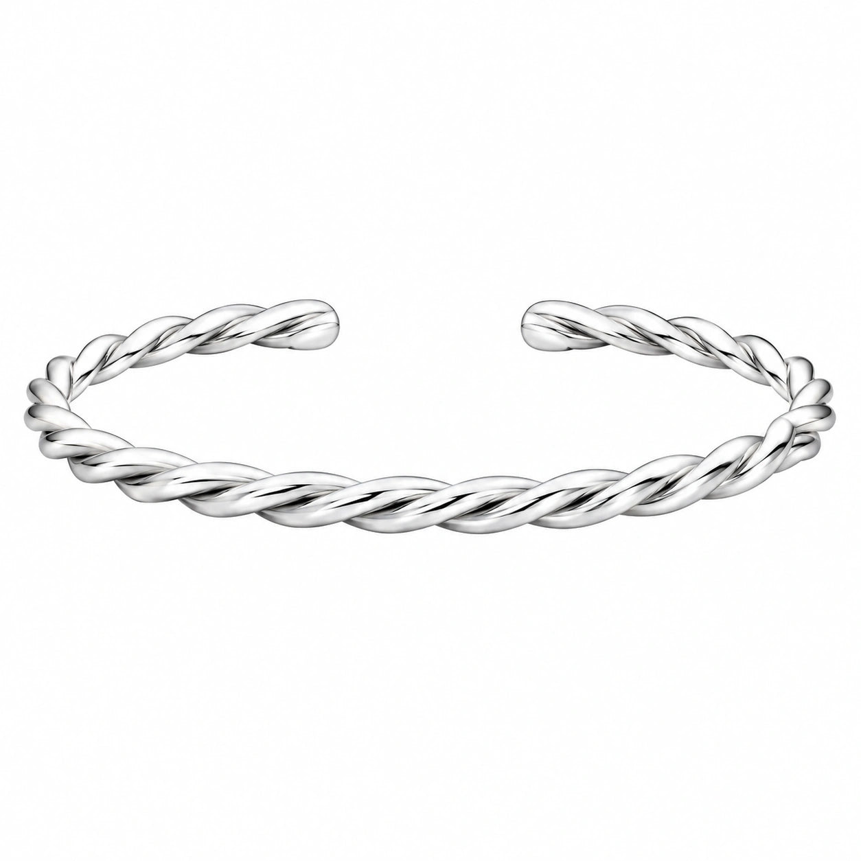 Bracciale aperto intrecciato in argento, lunghezza 18 cm