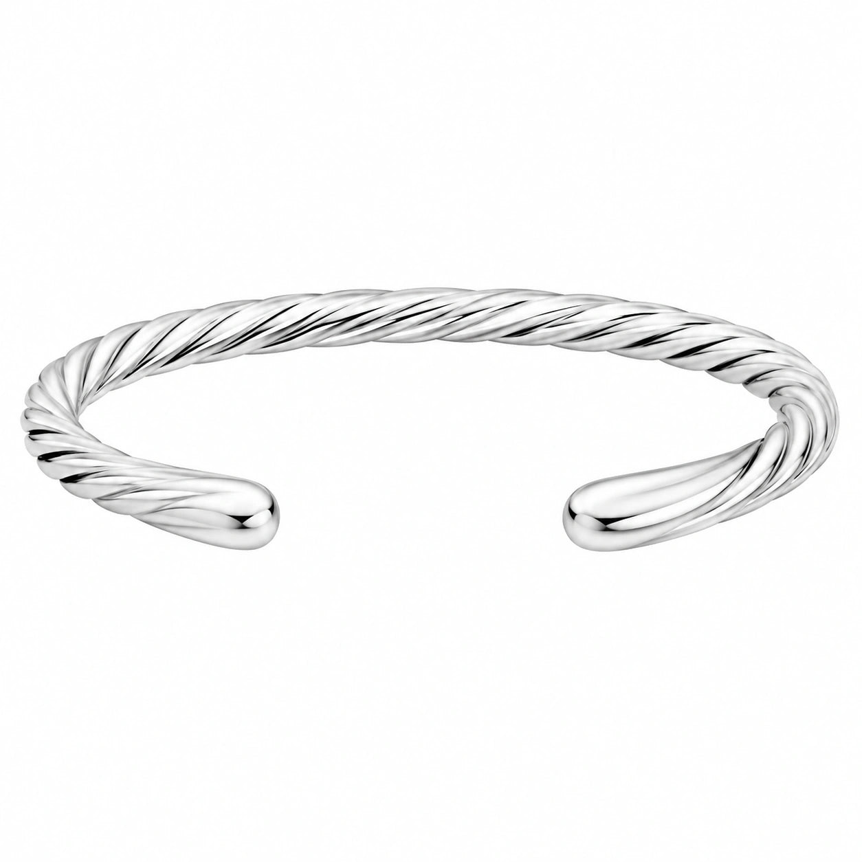 Bracciale rigido intrecciato argento lucido 18 cm