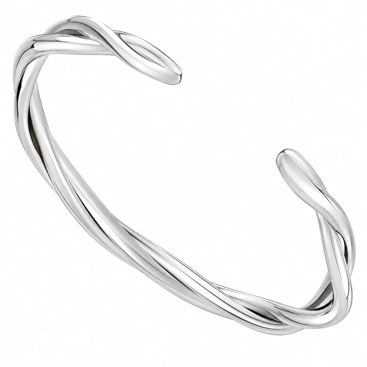 Bracciale Rigido Aperto Intrecciato in Argento 18cm