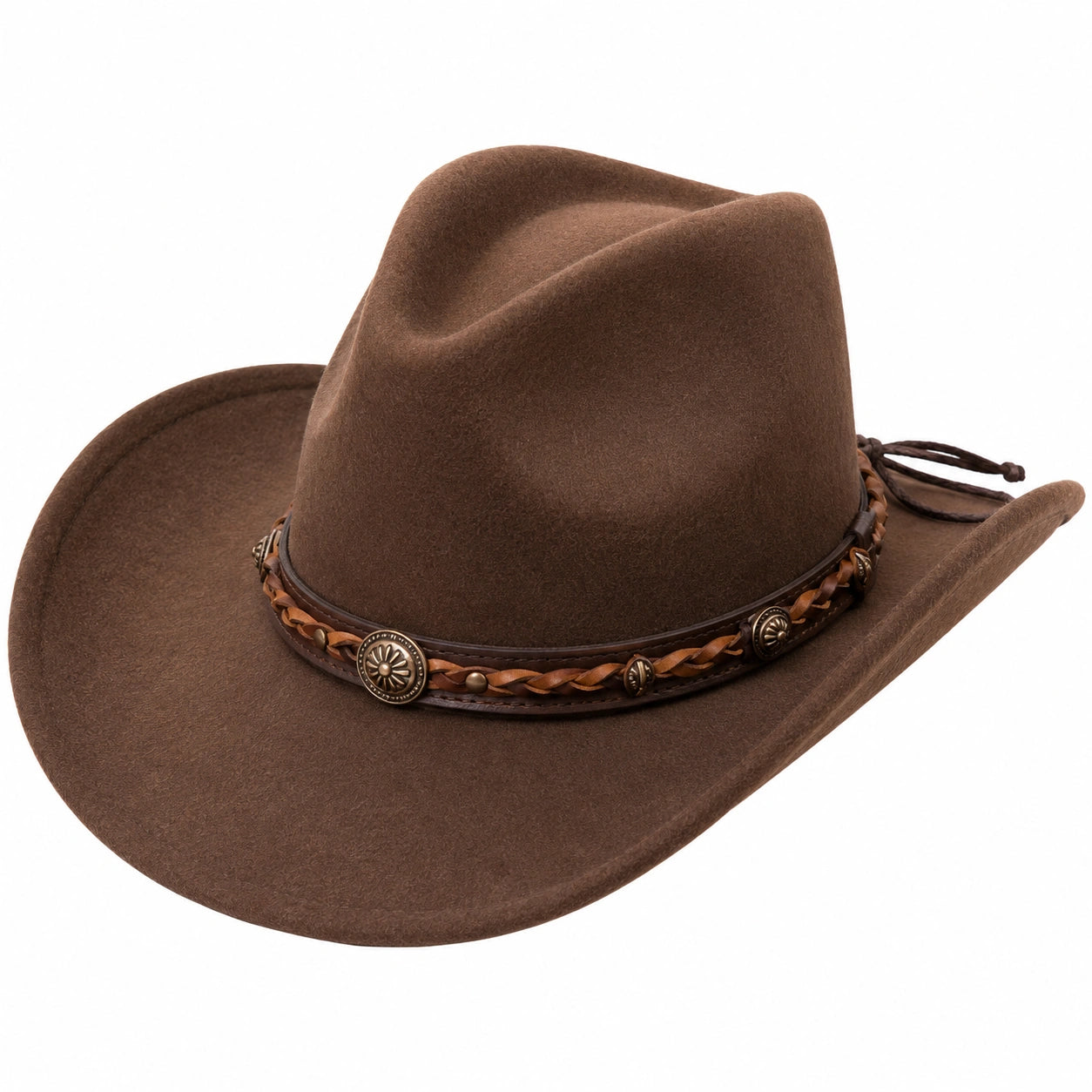 Cappello Cowboy Marrone con Dettagli Decorativi