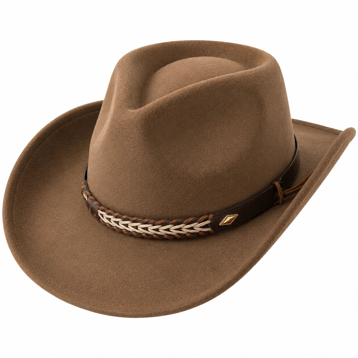 Cappello da Cowboy Marrone con Cinturino Intrecciato