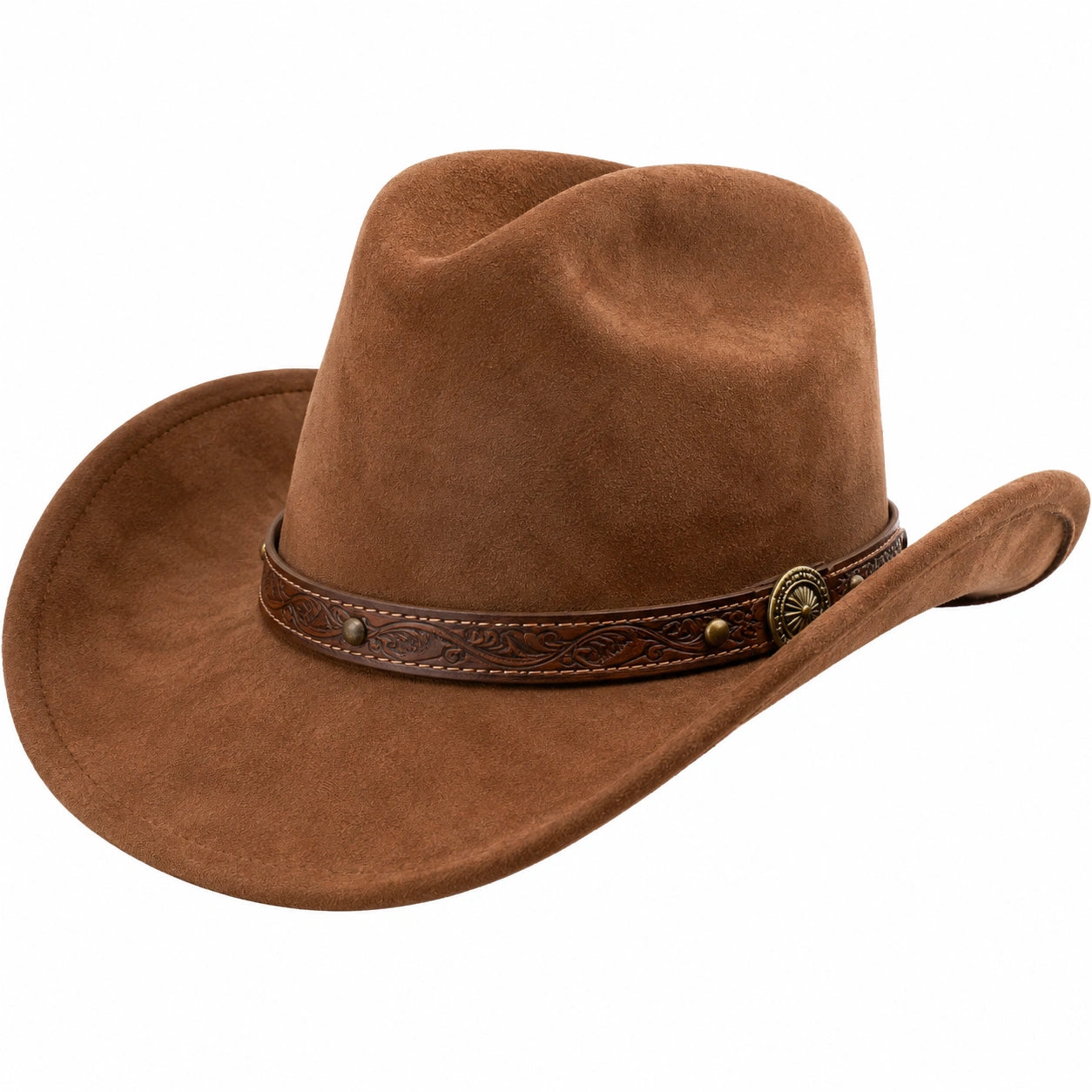 Cappello Cowboy Marrone con Fascia Decorativa