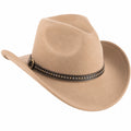 Cappello Western in Feltro Beige con Cinturino Metallo