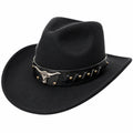 Cappello Cowboy in Feltro Nero con Decorazione