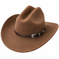 Cappello da Cowboy Marrone con Cinturino e Fibbia Decorativa