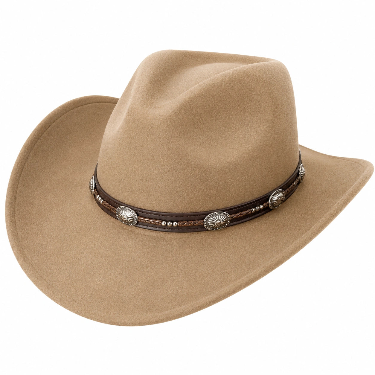 Cappello da Cowboy con Dettagli Decorativi Marrone Chiaro