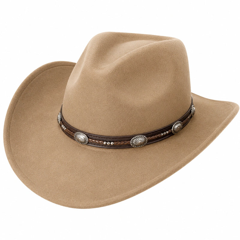 Cappello da Cowboy con Dettagli Decorativi Marrone Chiaro