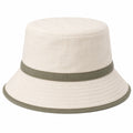 Cappello da pescatore beige con bordo verde
