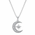 Collana Pendente Luna e Stella in Argento con Cristalli