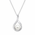 Collana in Argento con Pendente a Goccia e Perla Bianca